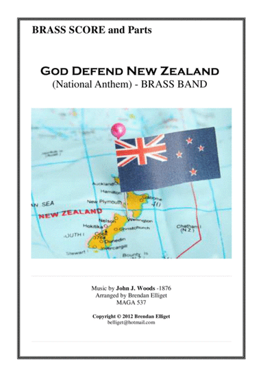 God Defend New Zealand [F] Brass Band Score and Parts PDF (arr. Brenndann Elliget MAGA 537)
