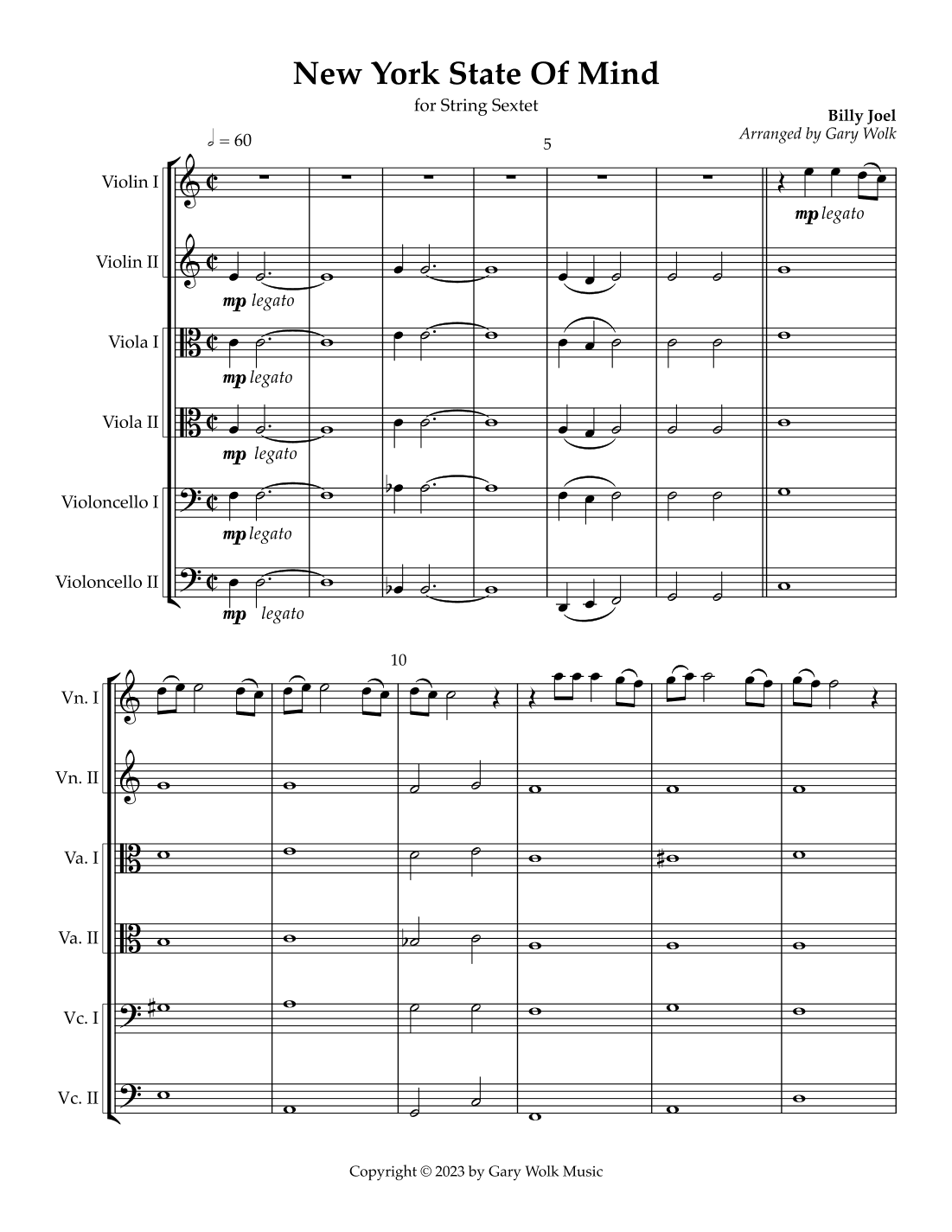 New York State Of Mind (arr. Gary Wolk)