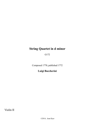 String Quartet in d minor, G. 172, second violin (arr. Joan Dyer)