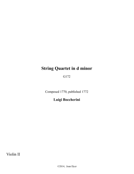 String Quartet in d minor, G. 172, second violin (arr. Joan Dyer)