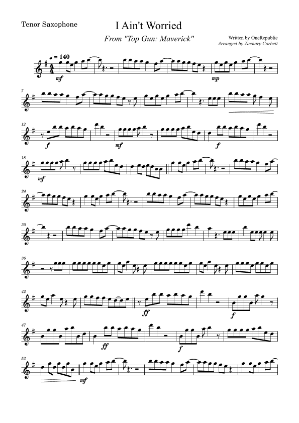 I Ain't Worried (arr. Zachary Corbett)