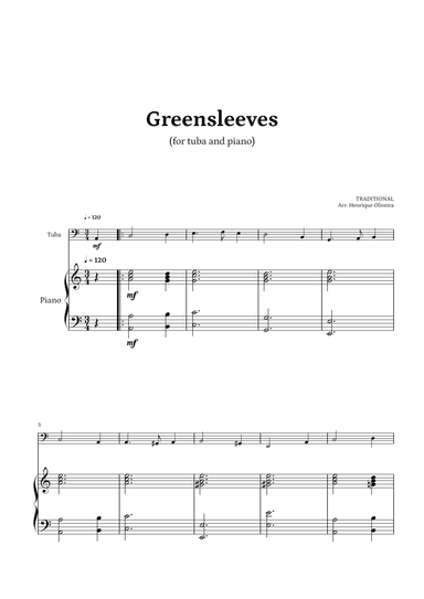 What Child Is This? (Greensleeves) - for tuba and piano (arr. Henrique Oliveira)