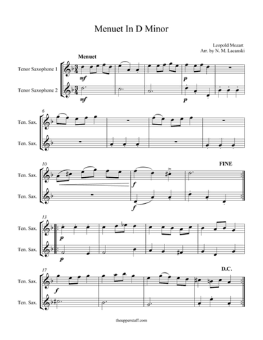 Menuet in D Minor (arr. Nick Lacanski)