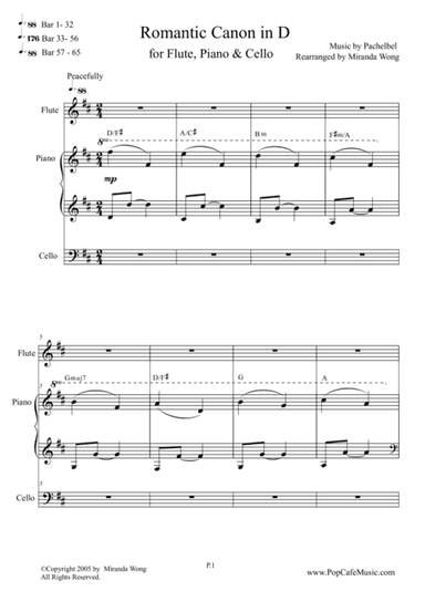 Romantic Canon in D for Flute, Piano & Cello (arr. Miranda Wong)