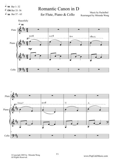 Romantic Canon in D for Flute, Piano & Cello (arr. Miranda Wong)