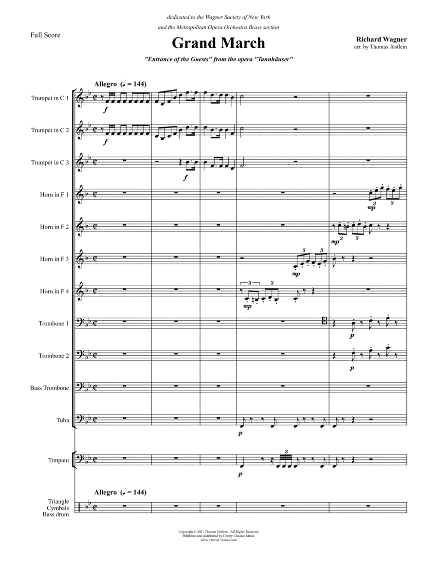 Grand March from Tannhauser for Brass Ensemble, Timpani and Percussion (arr. Thomas Jostlein)