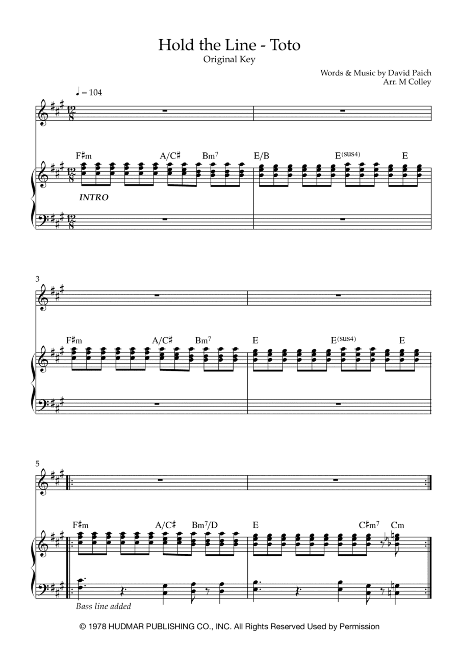 Hold The Line (arr. M Colley)