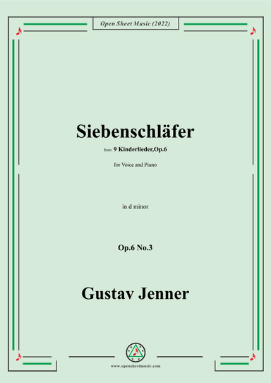 Jenner-Siebenschläfer,in d minor,Op.6 No.3 (arr. OSM Press)