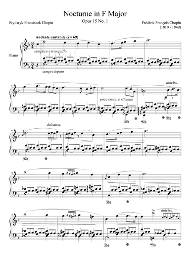 Nocturne Opus 15 No. 1 in F Major (arr. Zachary Corbett)