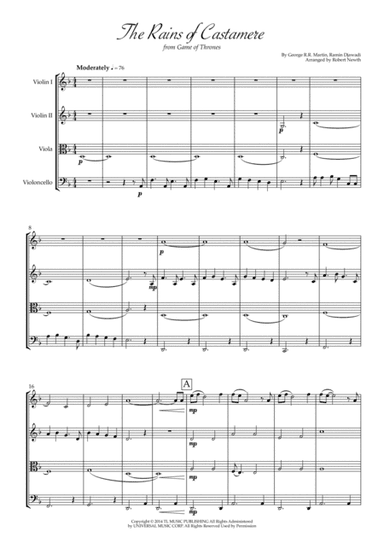 The Rains Of Castamere (arr. Robert Newth)