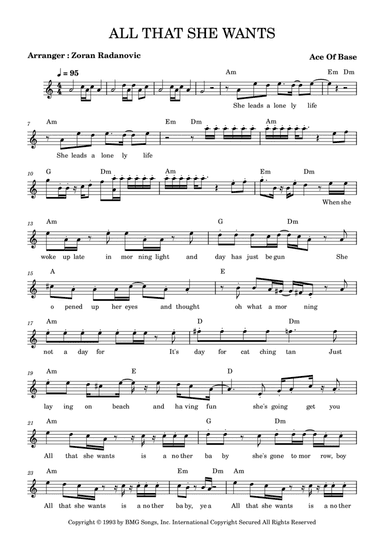 All That She Wants (arr. Zoran Radanovic)