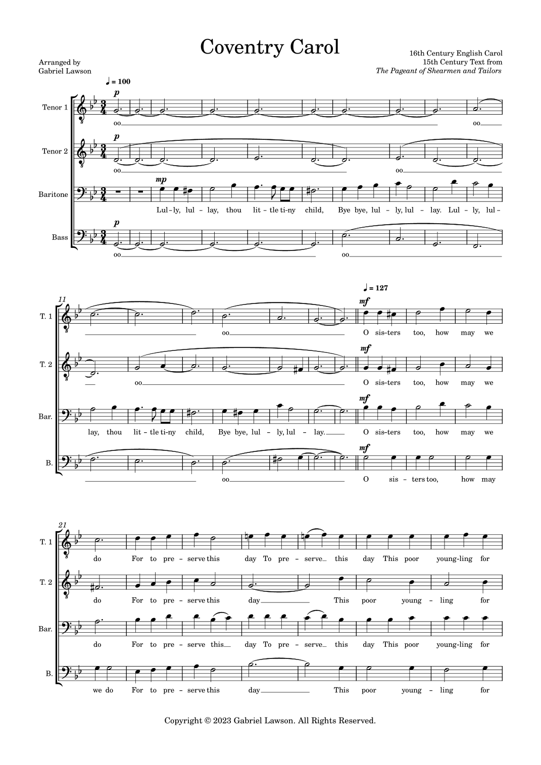 Coventry Carol (arr. Gabriel Lawson)