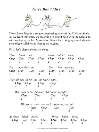 Three Blind Mice (big letter notation) (arr. Dennis Frayne)