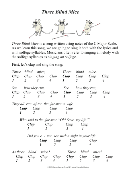 Three Blind Mice (big letter notation) (arr. Dennis Frayne)
