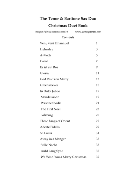 The Tenor & Baritone Sax Christmas Duet Book (arr. James M. Guthrie, ASCAP)