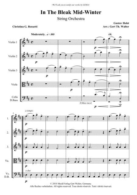 In The Bleak Mid-Winter (arr. Gert Th. Walter)