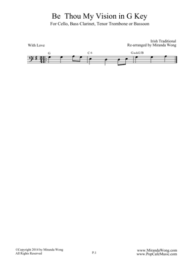 Be Thou My Vision - For Bass Clarinet or Bassoon Solo (arr. Miranda Wong)