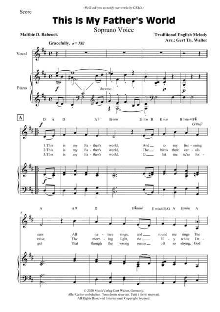 This Is My Father's World (arr. Gert Th. Walter)
