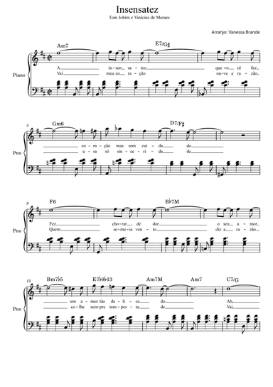 How Insensitive (insensatez) (arr. Vanessa Brande)