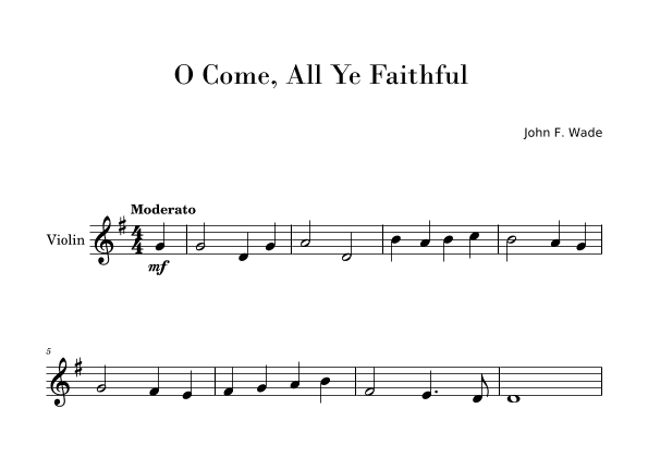 O Come, All Ye Faithful (Easy Violin Solo) (arr. Gisele Sant'Ana)