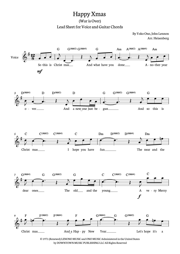 Happy Xmas (war Is Over) (arr. Heisenberg)