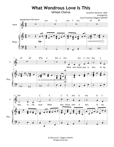 What Wondrous Love Is This (Unison) (arr. Carol Troutman Wiggins [ASCAP])