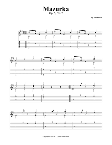 Mazurka, Op. 5, No. 7 (arr. A. J. Cornell Publications)