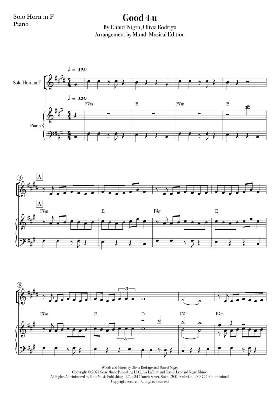Good 4 U (arr. Mundi Musical Edition)