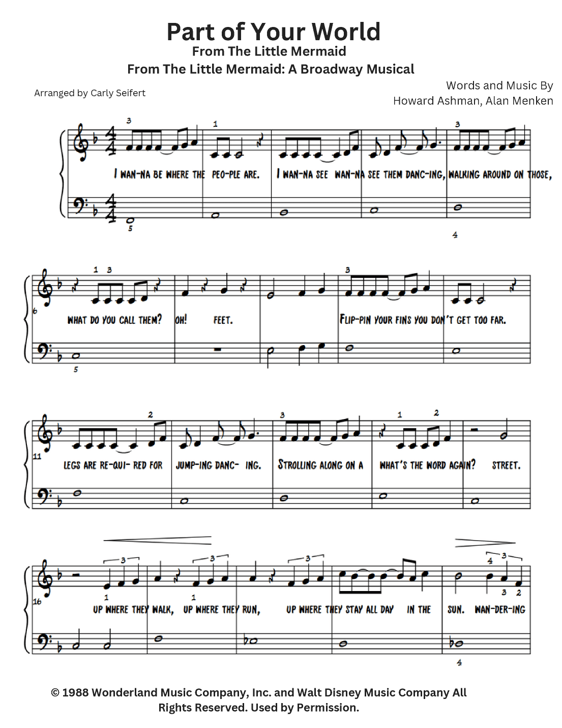 Part Of Your World (arr. Carly Seifert)