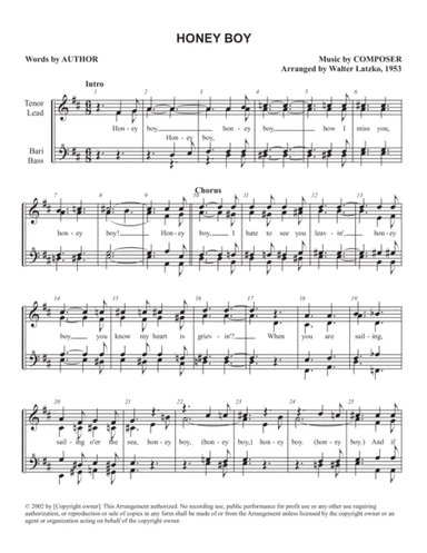 HONEY BOY (arr. Walter Latzko)