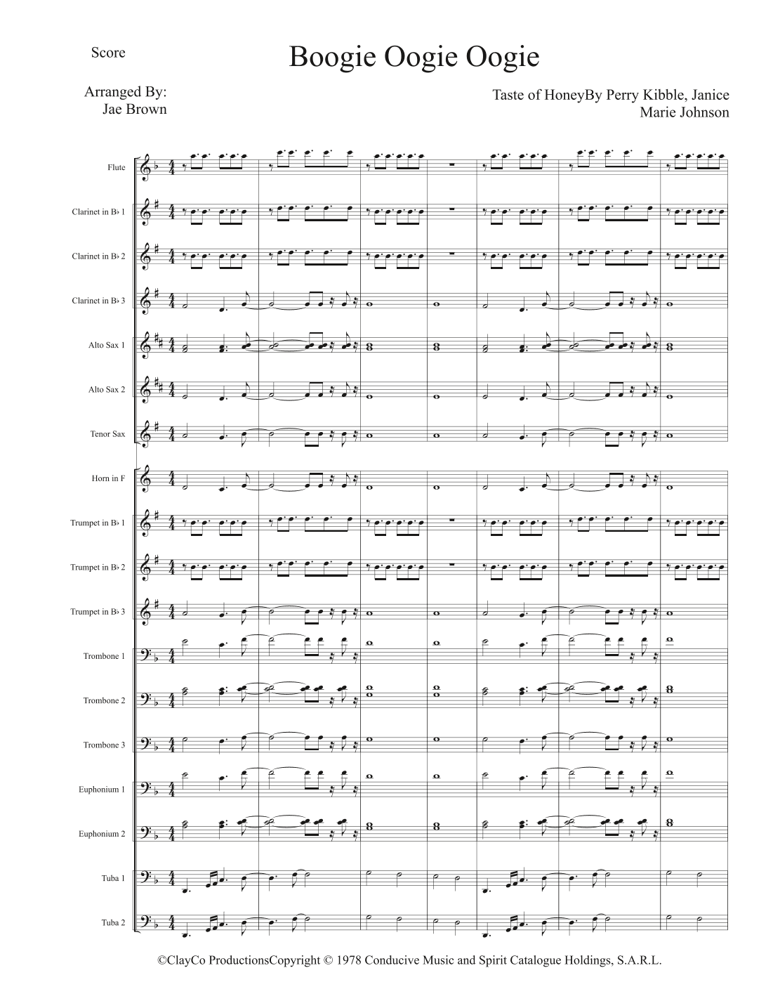Boogie Oogie Oogie (arr. Jae Brown)