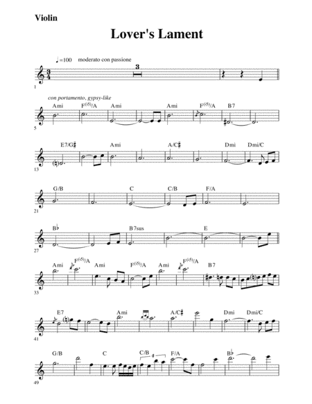 Lover's Lament (Violin  part)