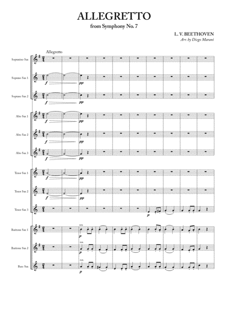 Allegretto from Symphony No. 7 for Saxophone Ensemble (arr. Diego Marani)