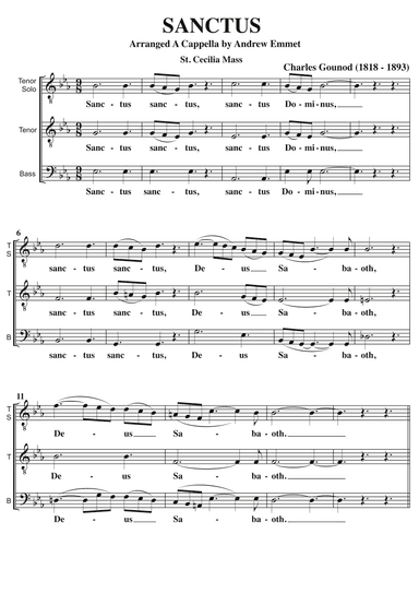 Sanctus St.Cecilia Mass A Cappella SATB (arr. Andrew Emmet)