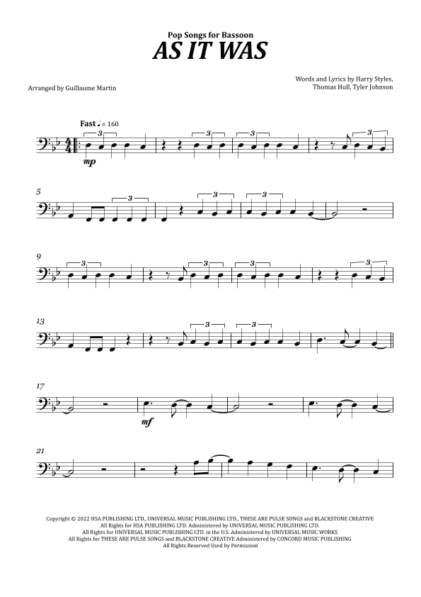 As It Was (arr. Guillaume Martin)