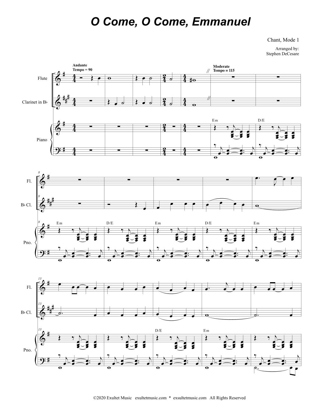 O Come, O Come, Emmanuel (Duet for Flute and Bb-Clarinet) (arr. Stephen DeCesare)
