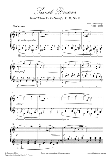 Sweet Dream from "Album for the Young", Op. 39, No. 21 (Tchaikovsky) (arr. Michela A. Pinner)
