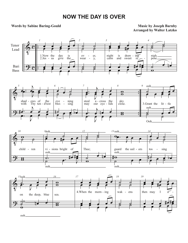 NOW THE DAY IS OVER (arr. Walter Latzko)