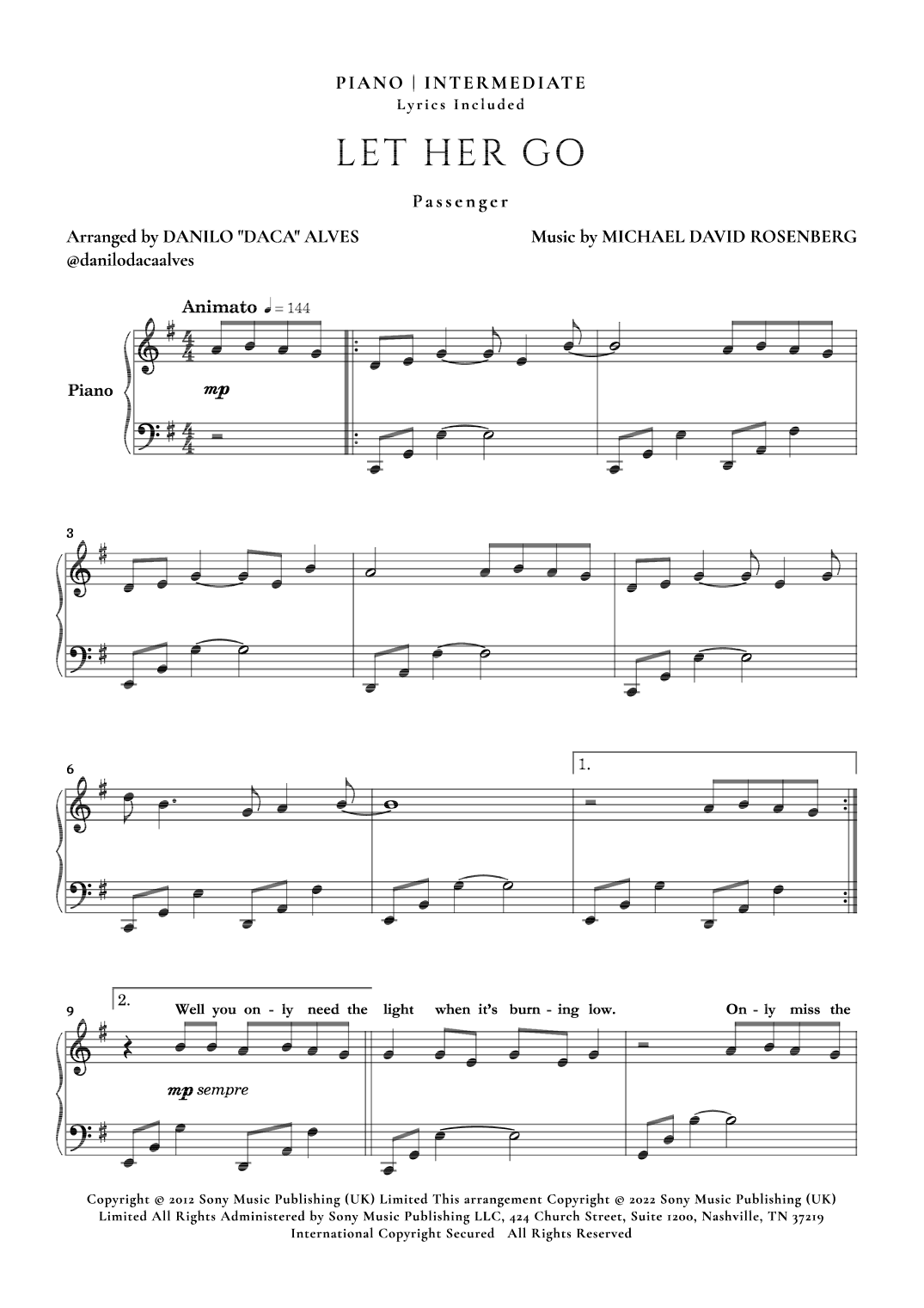 Let Her Go (arr. Danilo "Daca" Alves)
