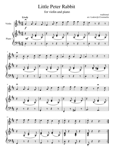 Little Peter Rabbit for violin and piano (arr. Lodewijk Crommelin)