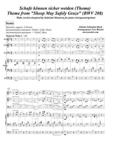 Sheep May Safely Graze / Schafe können sicher weiden BWV  208 (Theme) (arr. Uwe Rössler Roessler Rassler)