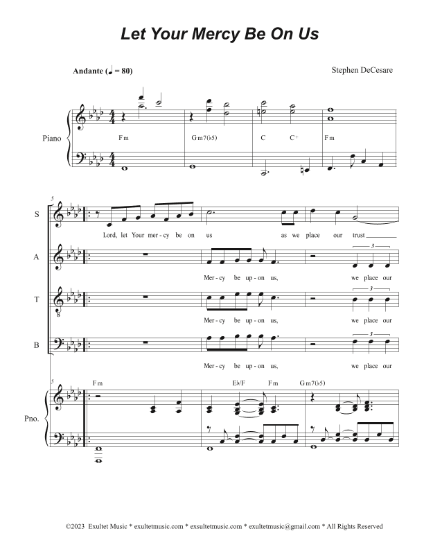 Let Your Mercy Be On Us (Vocal Quartet - (SATB)