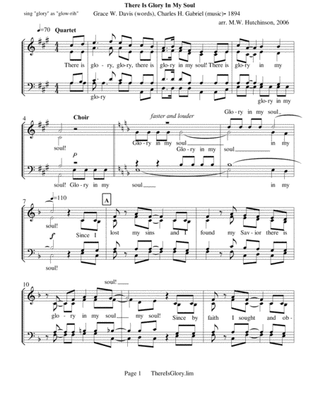 There Is Glory In My Soul (SATB) (arr. Michael W. Hutchinson)