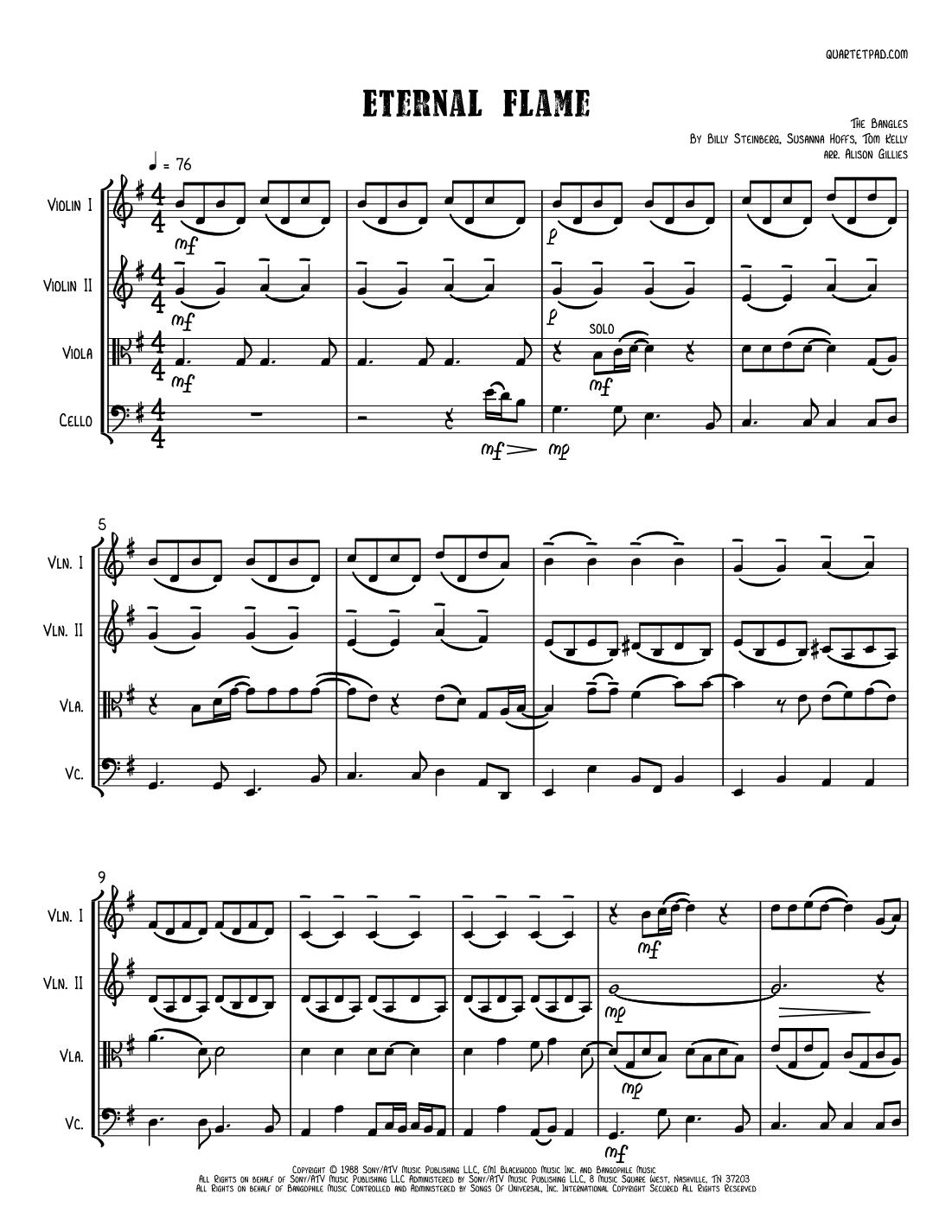 Eternal Flame (arr. Alison Gillies)