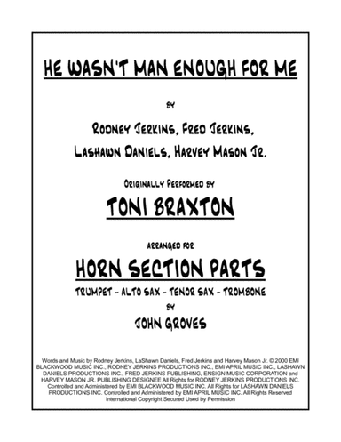 He Wasn't Man Enough For Me (arr. John Groves)