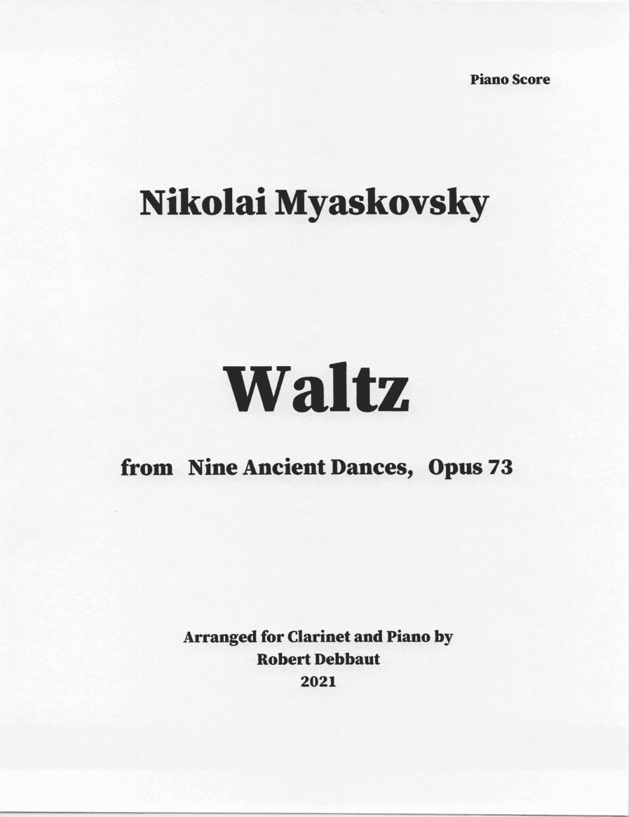 "Waltz" by Nikolai Myaskovsky for Clarinet and Piano (arr. Robert Debbaut)