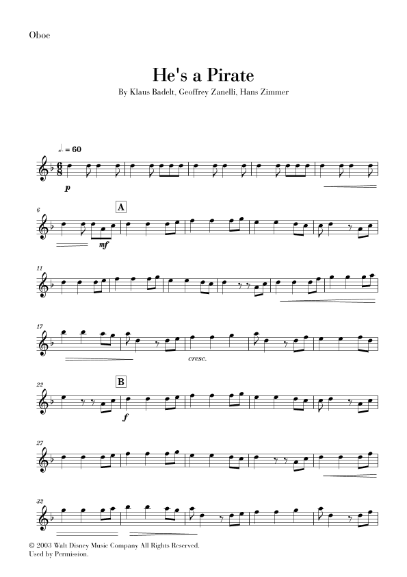 He's A Pirate (arr. Cadenza Editions)