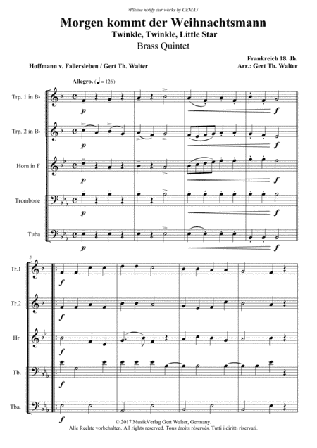 Twinkle, Twinkle, Little Star (arr. Gert Th. Walter)