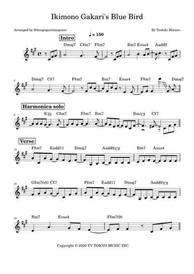 Ikimono Gakari's Blue Bird (arr. @thiagoquintinopiano)