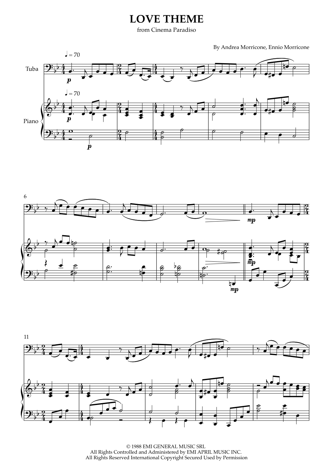 Love Theme (tema D'amore) (arr. Karen Gueiros)